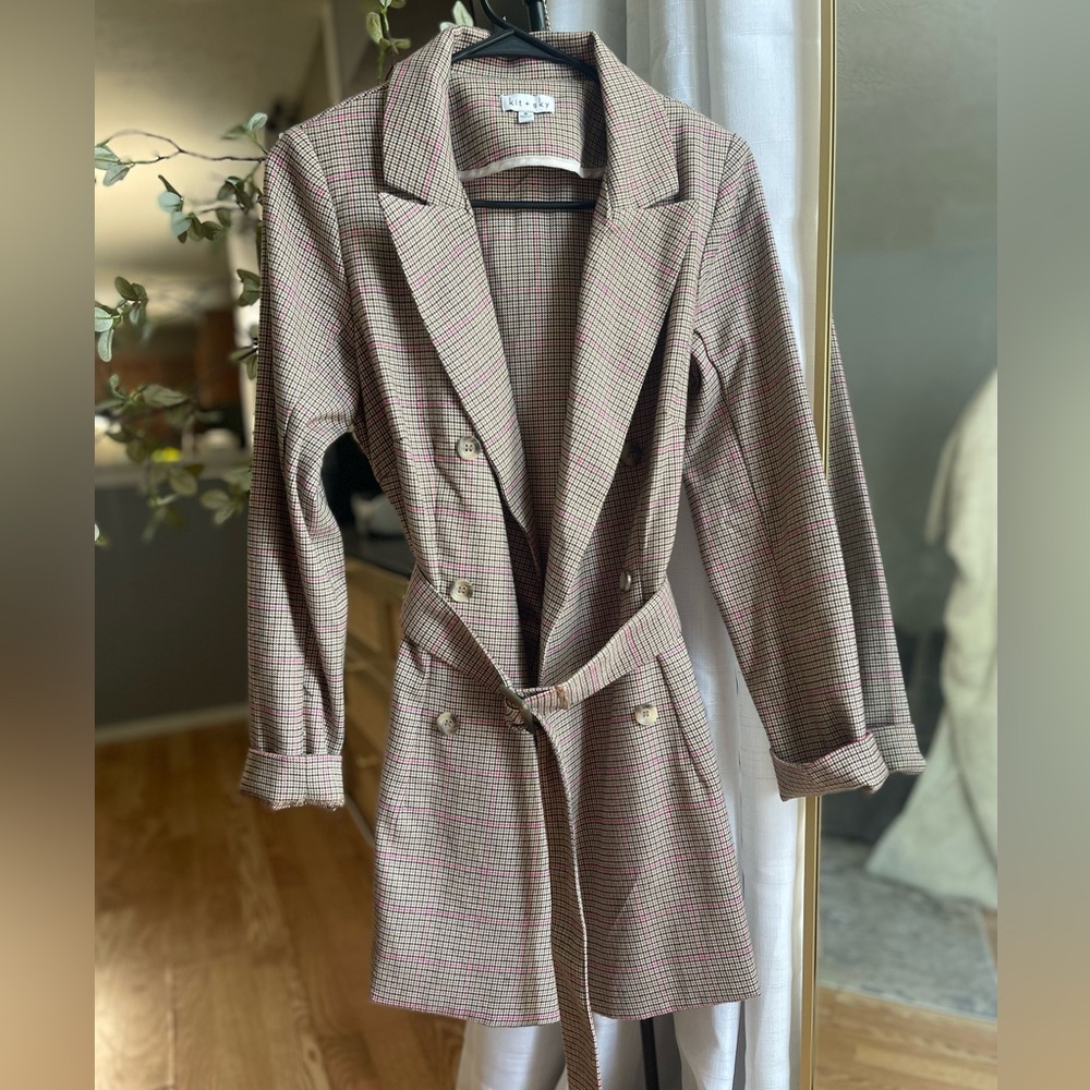 Kit + sky Plaid Trench Coat